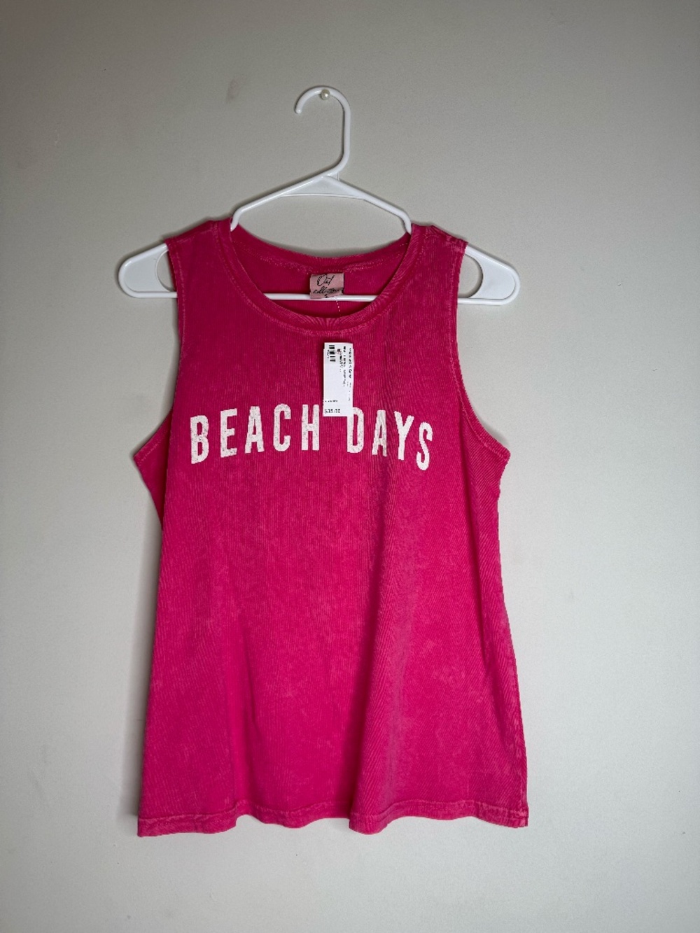 Pink "Beach Days" graphic tank top